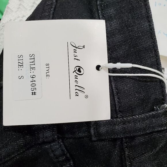 Just Quella Black Frayed Hem Denim Mini Skirt NWT Size 4 - Picture 7 of 7